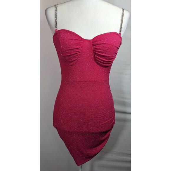 Windsor Raise A Glass Pink Glitter Mini Dress With Rhinestone Straps - Picture 9 of 13